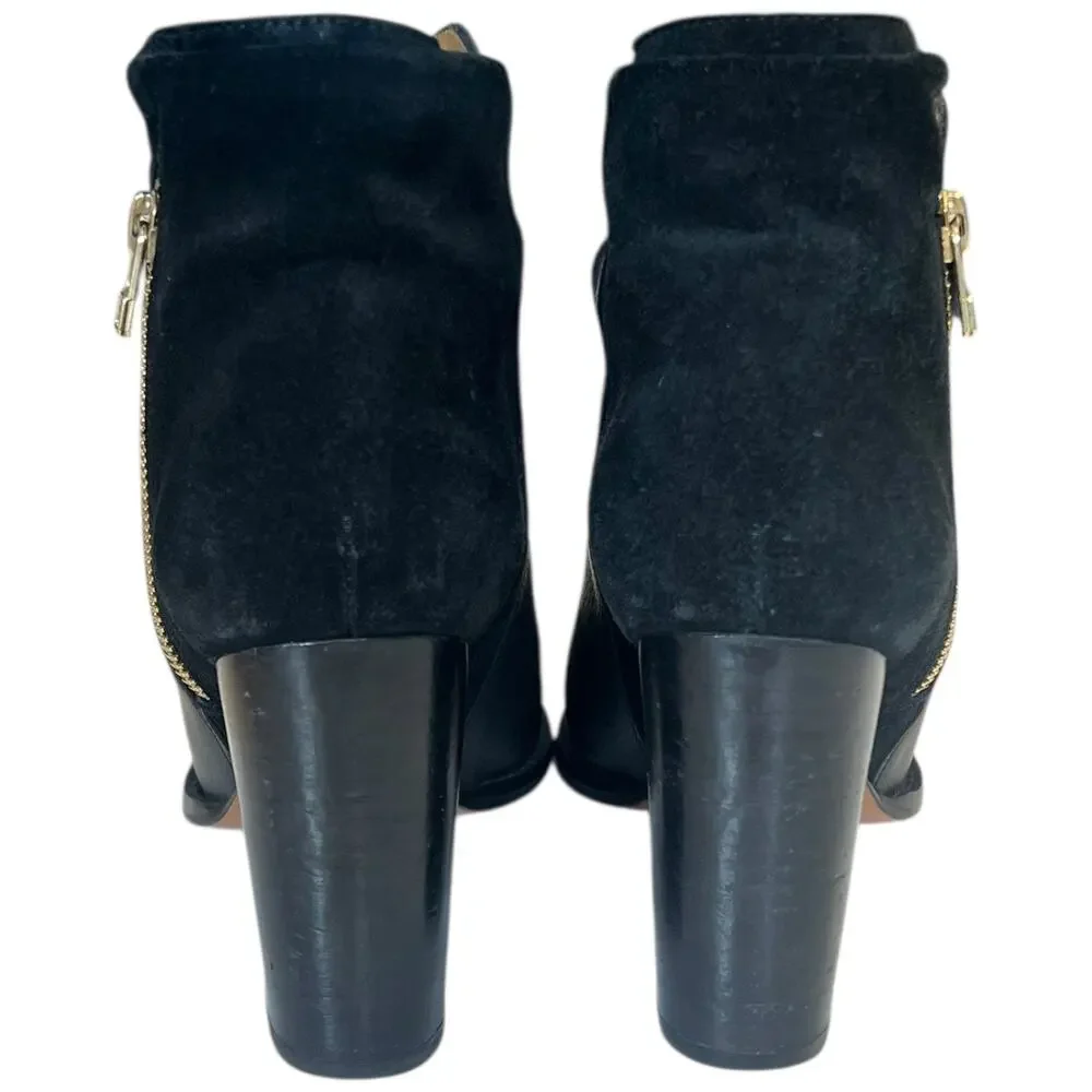 Lucchese Britta Bootie Black Leather Suede Ankle Boots Block Heel Women’s 9B - Picture 4 of 9